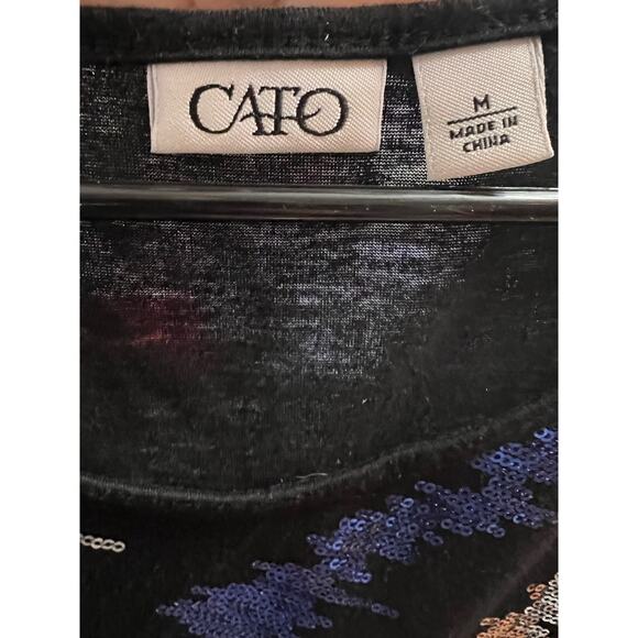 Cato Sequins Sparkle Tank  Womens Size Medium Black Silver Blue Green Sequins - Picture 3 of 3